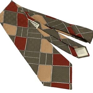 Vintage Givenchy Gentlemen Paris Stripe Plaid Diamond Textured Men's Tie Necktie